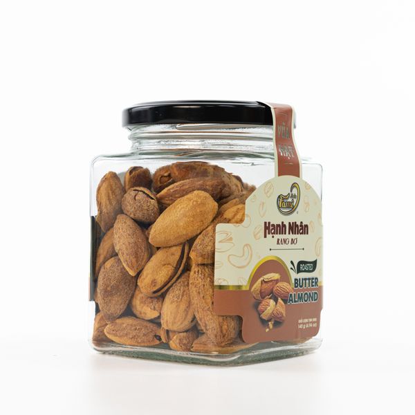 Hạnh Nhân Rang Bơ Còn Vỏ Faminuts Hũ Thủy Tinh 140g