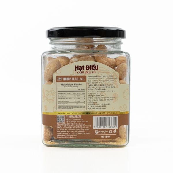 Hạt Điều Cơm Dừa Sấy Faminuts Hũ Thủy Tinh 180g