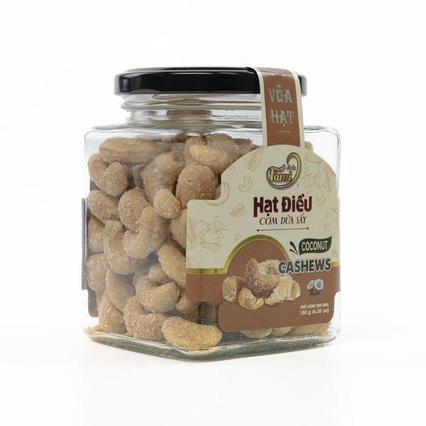 Hạt Điều Cơm Dừa Sấy Faminuts Hũ Thủy Tinh 180g