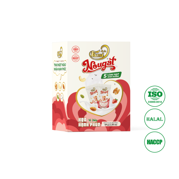 Kẹo Hạnh Phúc (Nougat) Faminuts Hộp Giấy 64g