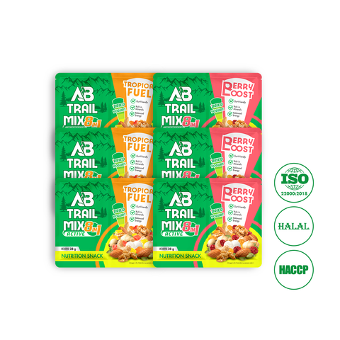 [Combo 6 Gói] Hạt dinh dưỡng mix 2 ngăn AB Trail Mix cho người chơi thể thao