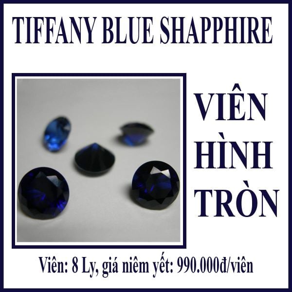 Blue shapphire nhân tạo - viên hình tròn 8ly