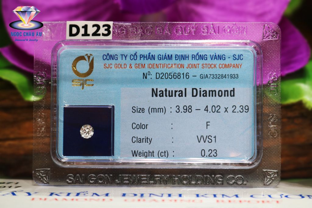  D123-Kim Cương Thiên Nhiên 3.98-4.02x2.39mm; 0.23ct; F/VVS1 (GIA7332841933 - SJC D2056816) 