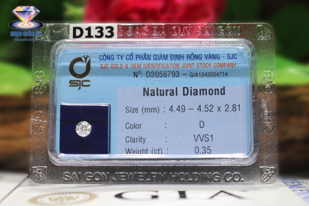  D133-Kim Cương Thiên Nhiên 4.49-4.52x2.81mm; 0.35ct; D/VVS1) (GIA1343554714 - SJC D2056793) 