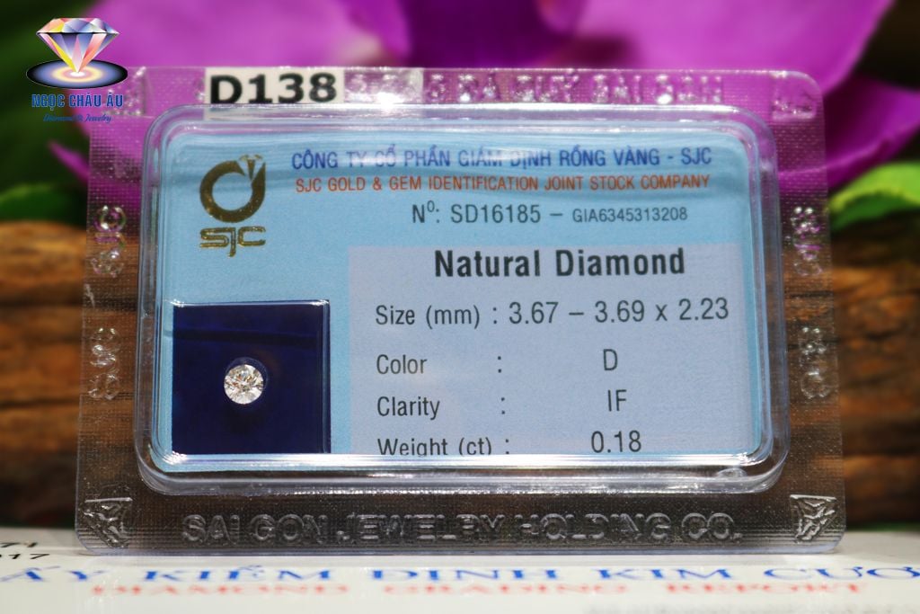  D138-Kim Cương Thiên Nhiên 4.47-4.50x2.77mm; 0.34ct; D/VVS2 (GIA2356184742 - SJC D2056812) 