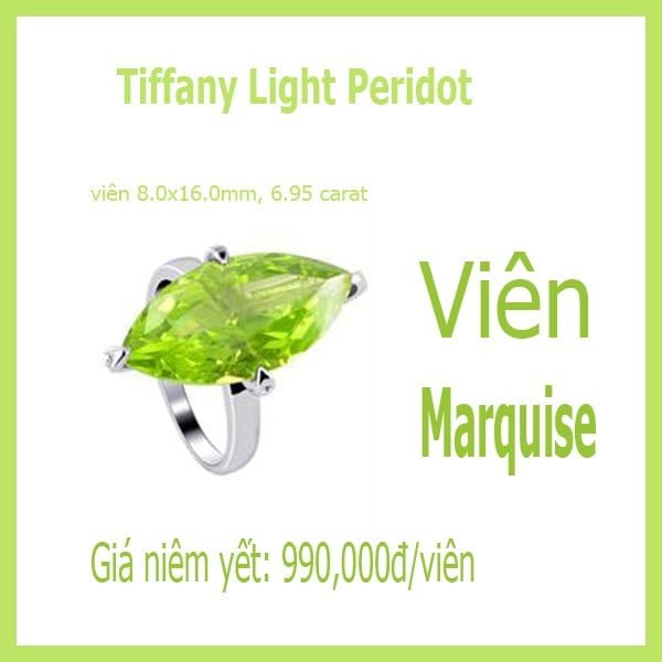 Marquise light peridot nhân tạo- hình hạt thóc 8 x16mm