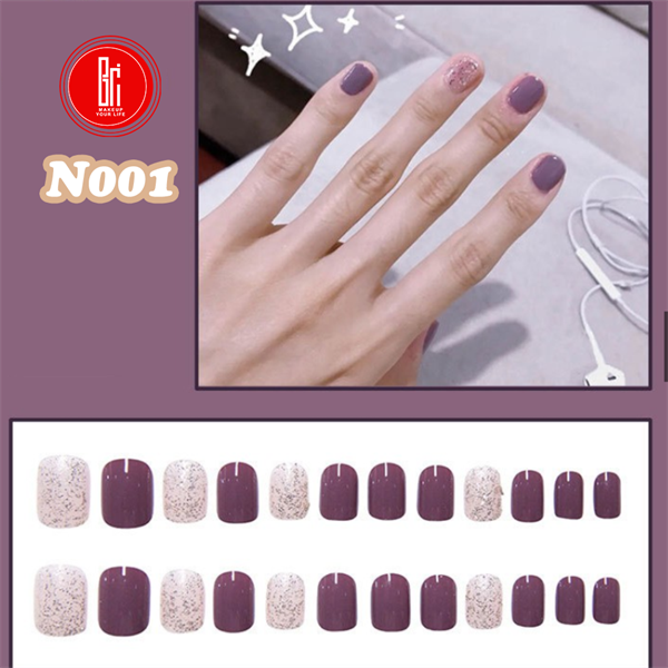  Set 24 Móng Tay Giả Nails Box Kèm Keo Dán Nội Đia Trung 