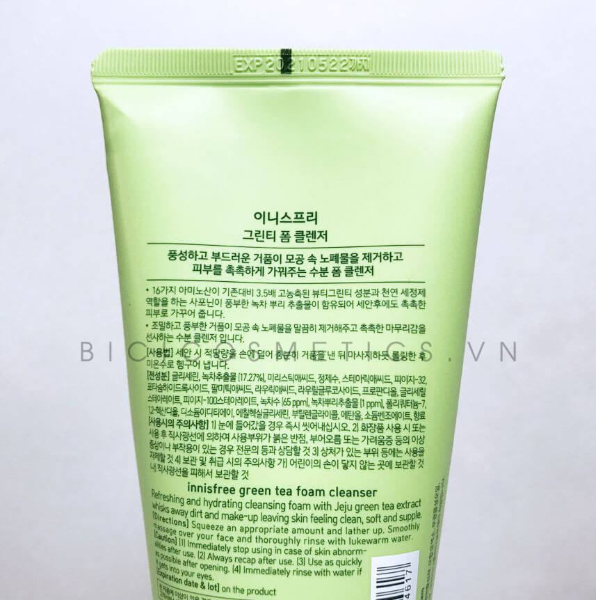 Innisfree Green Tea Foam Cleanser - Bicicosmetics.vn