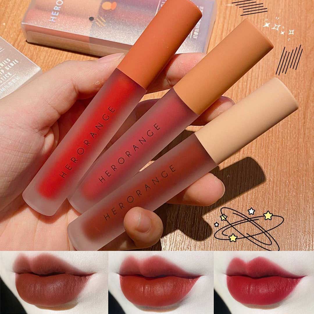  Set 3 Son Kem HERORANGE Fluffy Lip Glaze Nội Địa Trung 