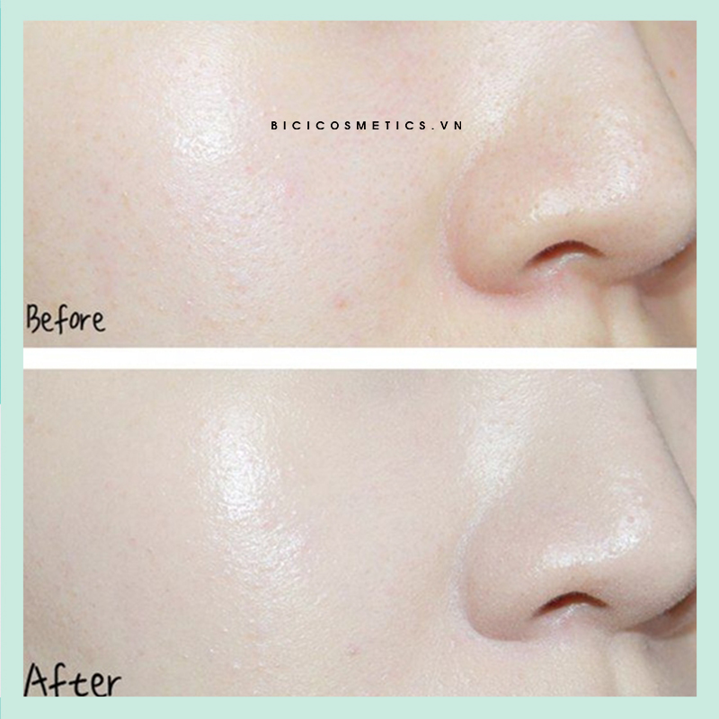 Trước và sau khi dùng Kem dưỡng kiềm dầu Innisfree No-Sebum Powder Cream 1