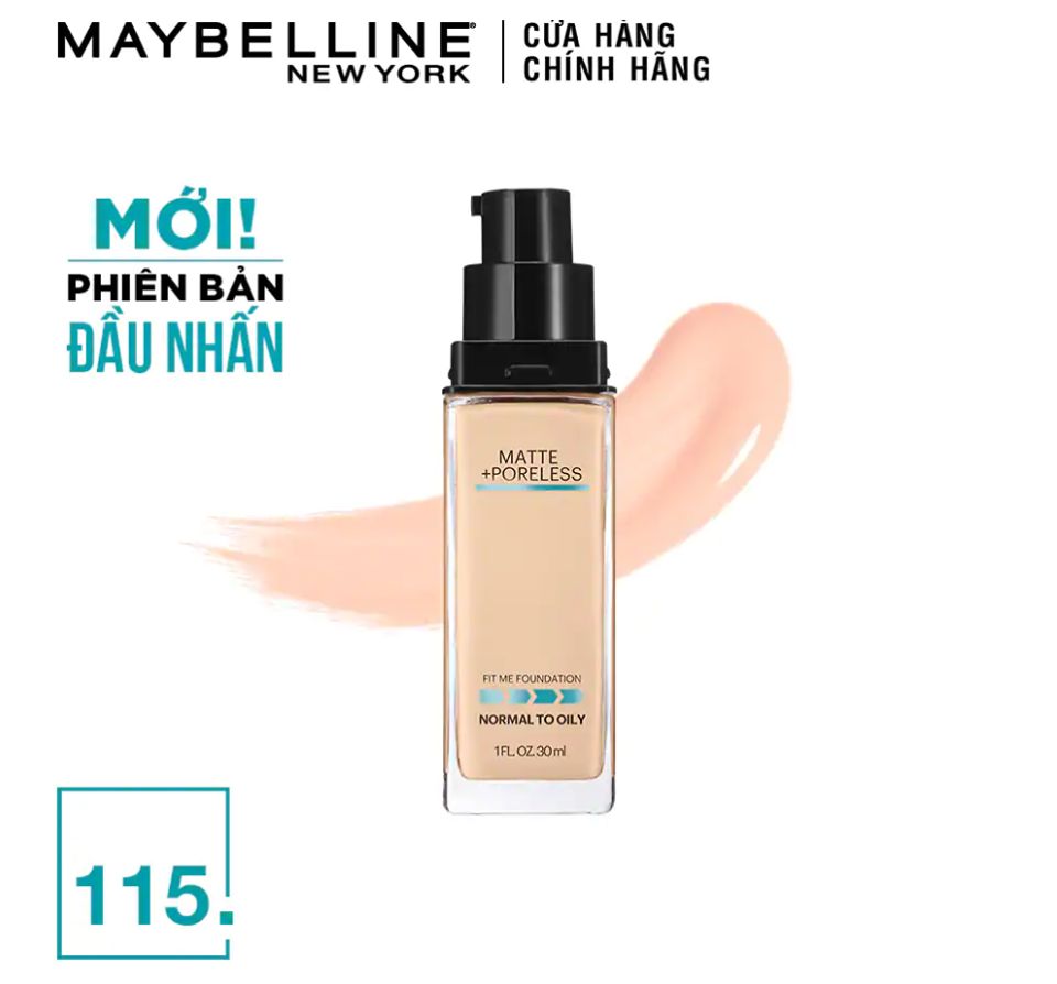  (Mẫu Mới) Kem Nền Mịn Lì Maybelline Fit Me Matte + Poreless Foundation Có Vòi Pump, Có Tem Phụ 