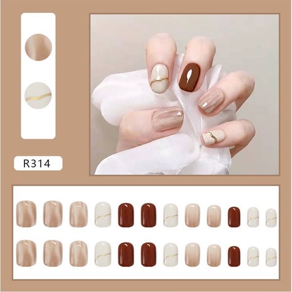  Set 24 Móng Tay Giả Nails Box Kèm Keo Dán Nội Đia Trung 