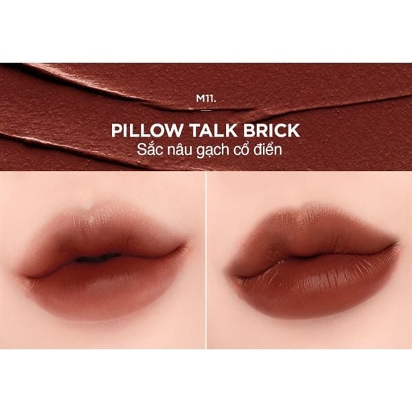  Son Kem Lì MERZY Noir In The Mellow Tint #M11 Pillow Talk Brick - Vỏ Đen 