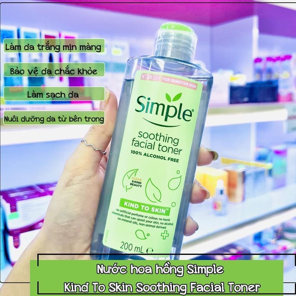  (Mẫu Mới) Nước Hoa Hồng Dịu Nhẹ Da SIMPLE Kind To Skin Soothing Facial Vitamin B5 Toner - 200ml 