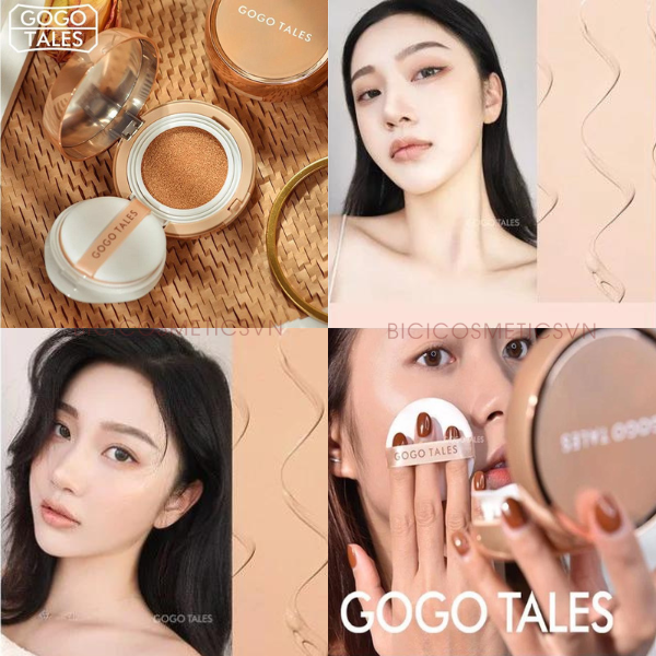  Phấn Nước Cushion GOGO TALES Moist Air Kiềm Dầu, Che Khuyết Điểm ( Kèm Lõi) 