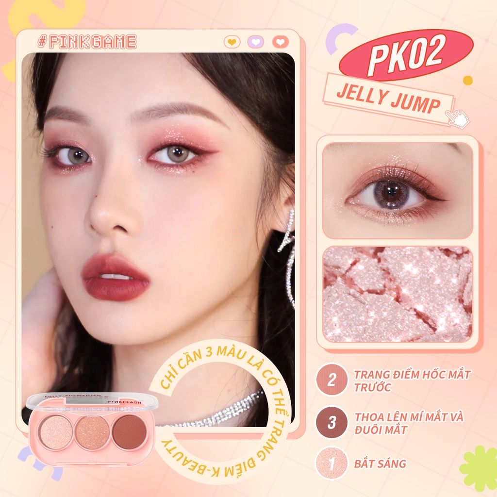  Bảng Phấn Mắt 3 Màu Tiện Lợi Lâu Trôi PINKFLASH 3 Pan Eyeshadow | PF-E23 