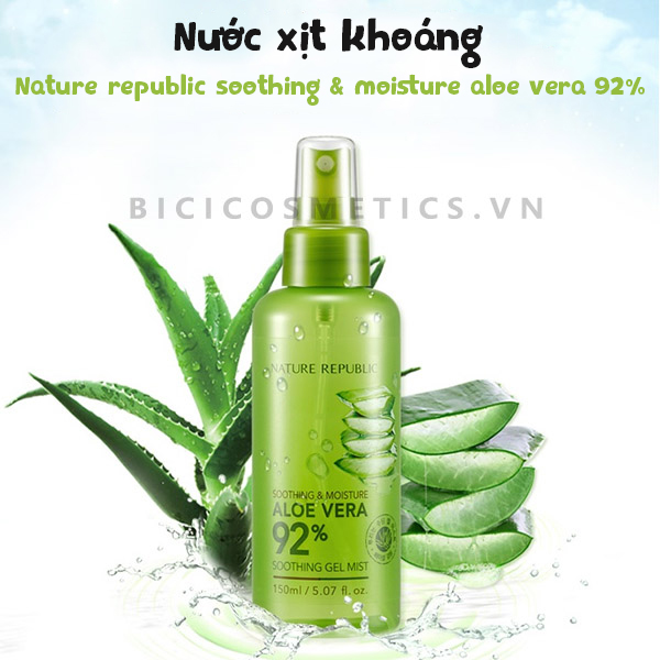 Xịt khoáng Nature Republic Soothing & Moisture Aloe Vera 92% Soothing Gel Mist 1