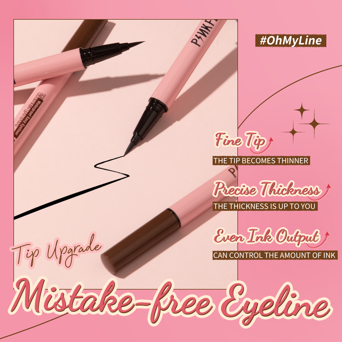  Bút Kẻ Mắt Nước Lâu Trôi Phiên Bản Nâng Cấp PINKFLASH Waterproof Easy Eyeliner | PF-E01 