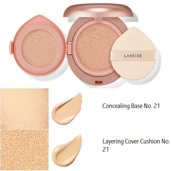  Laneige Layering Cover Cushion SPF34 PA++ & Concealing Base SPF50+ PA+++ 