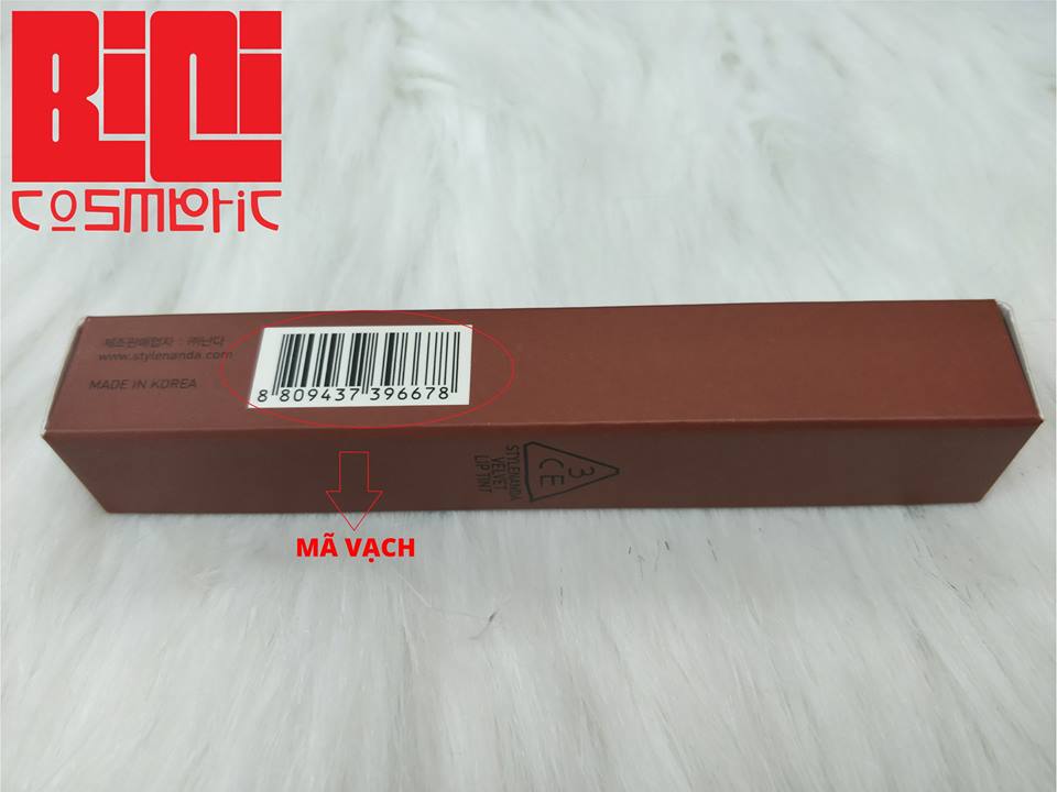 Mã vạch 3CE Velvet Lip Tint Taupe đỏ nâu 1