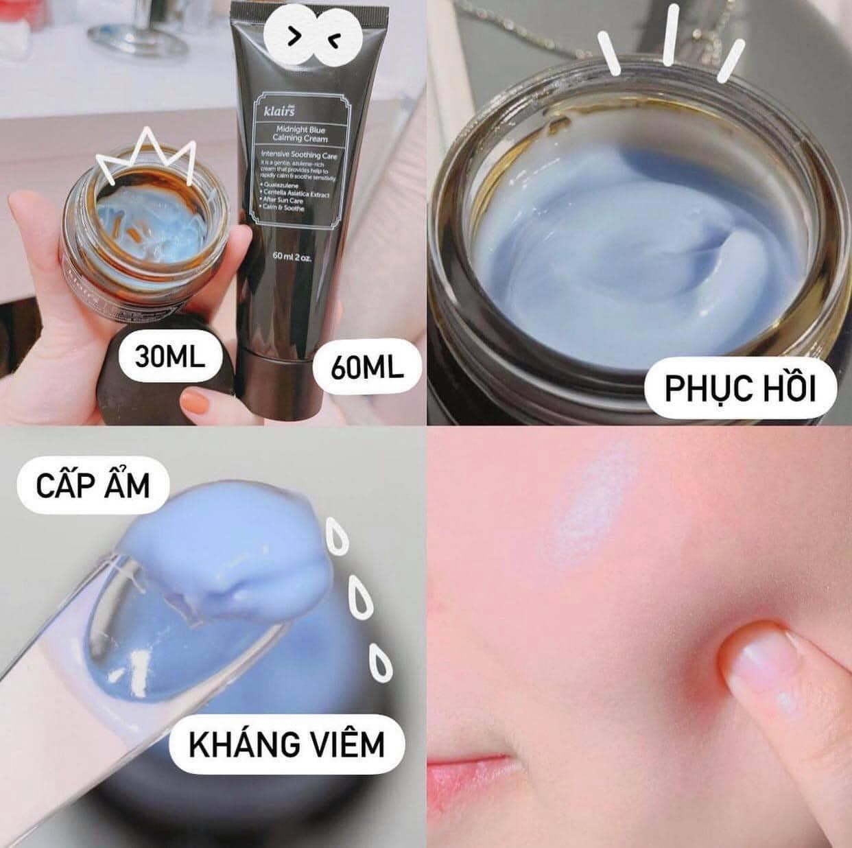  Kem Dưỡng Làm Dịu Và Phục Hồi Da Klairs Midnight Blue Calming Cream 30ml 