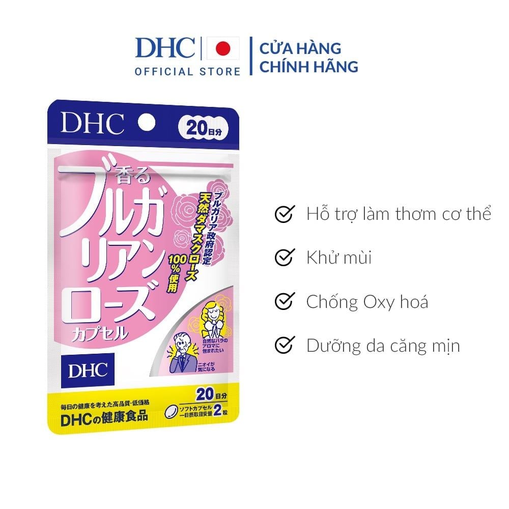  Viên uống hoa hồng, thơm cơ thể DHC Bulgarian Rose Capsule 