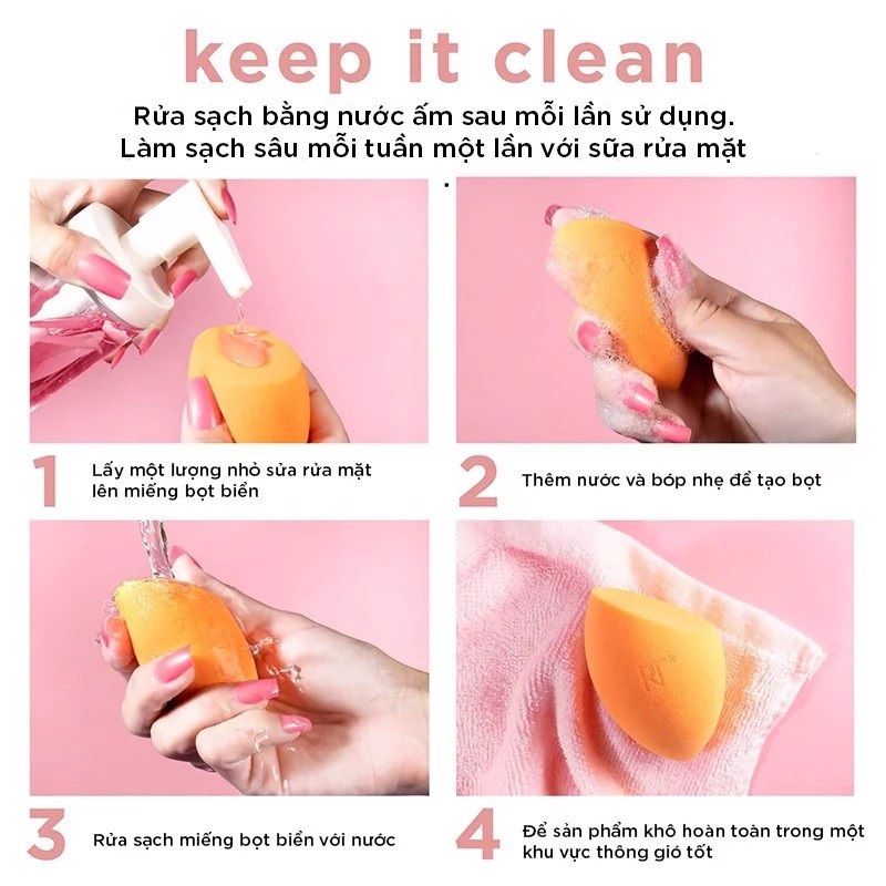  Set 4 Bông Mút REAL TECHNIQUES Miracle Complexion Sponges (Có Tem Phụ) 