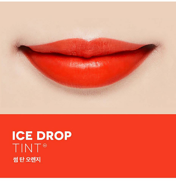 Cam đỏ rực rỡ Shumtan Orange son Missha Ice Drop Tint 1