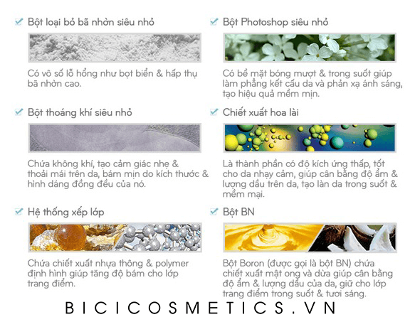 Bảng thành phần thiên nhiên dịu nhẹ