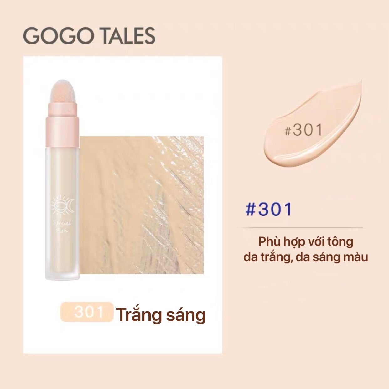  Che Khuyết Điểm 2 Đầu Tiện Lợi GOGO TALES Moisturizing Traceless Concealer Special Fish 