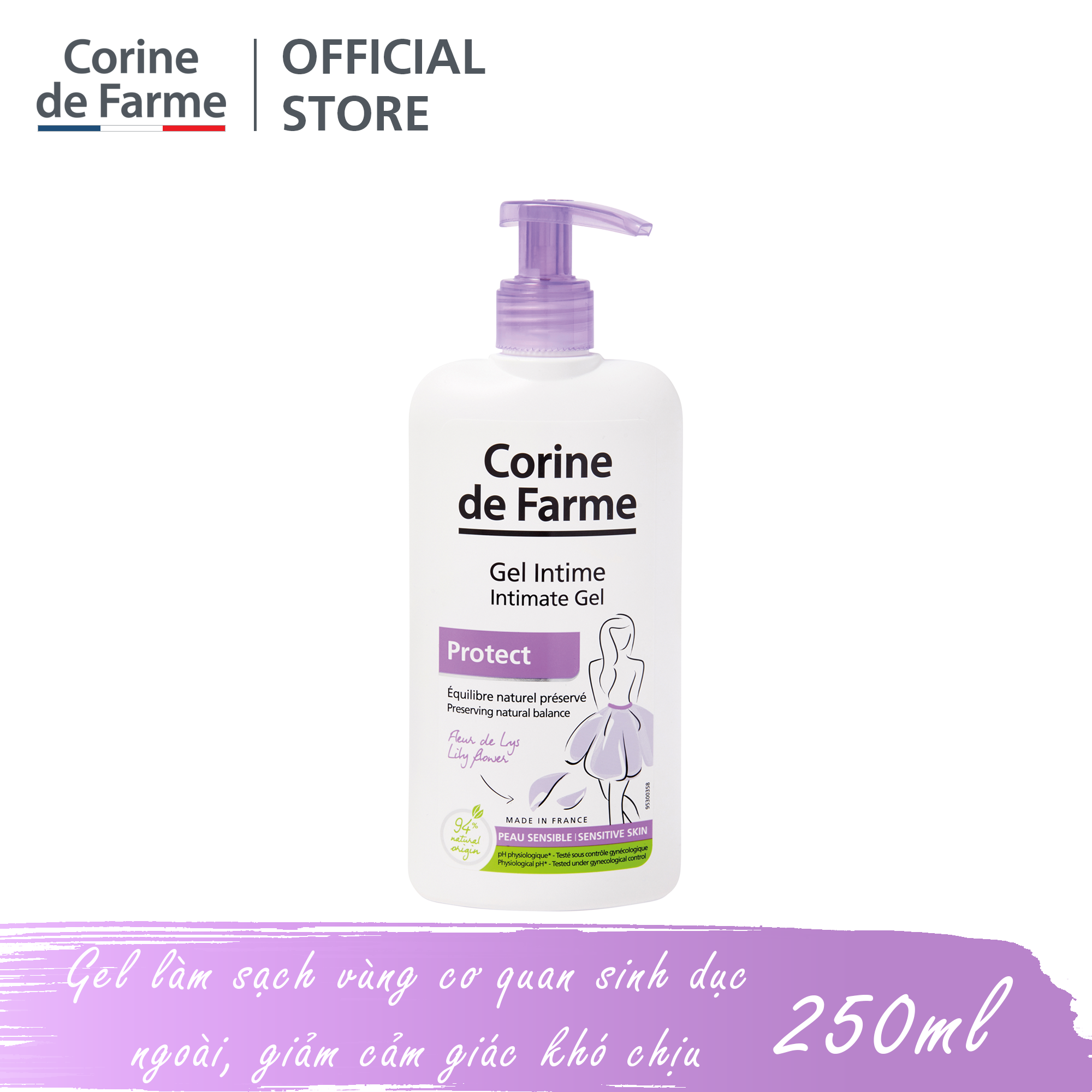  Gel Dung Dịch Vệ Sinh Corine de Farme Làm Sạch & Giảm Viêm Vùng Kín Intimate Gel - 250ml 