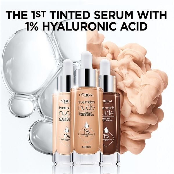  Kem Nền Dạng Tint Che Phủ Cao, Chứa Serum HA L'OREAL True Math Nude Hyaluronic Tinted Serum 2022 