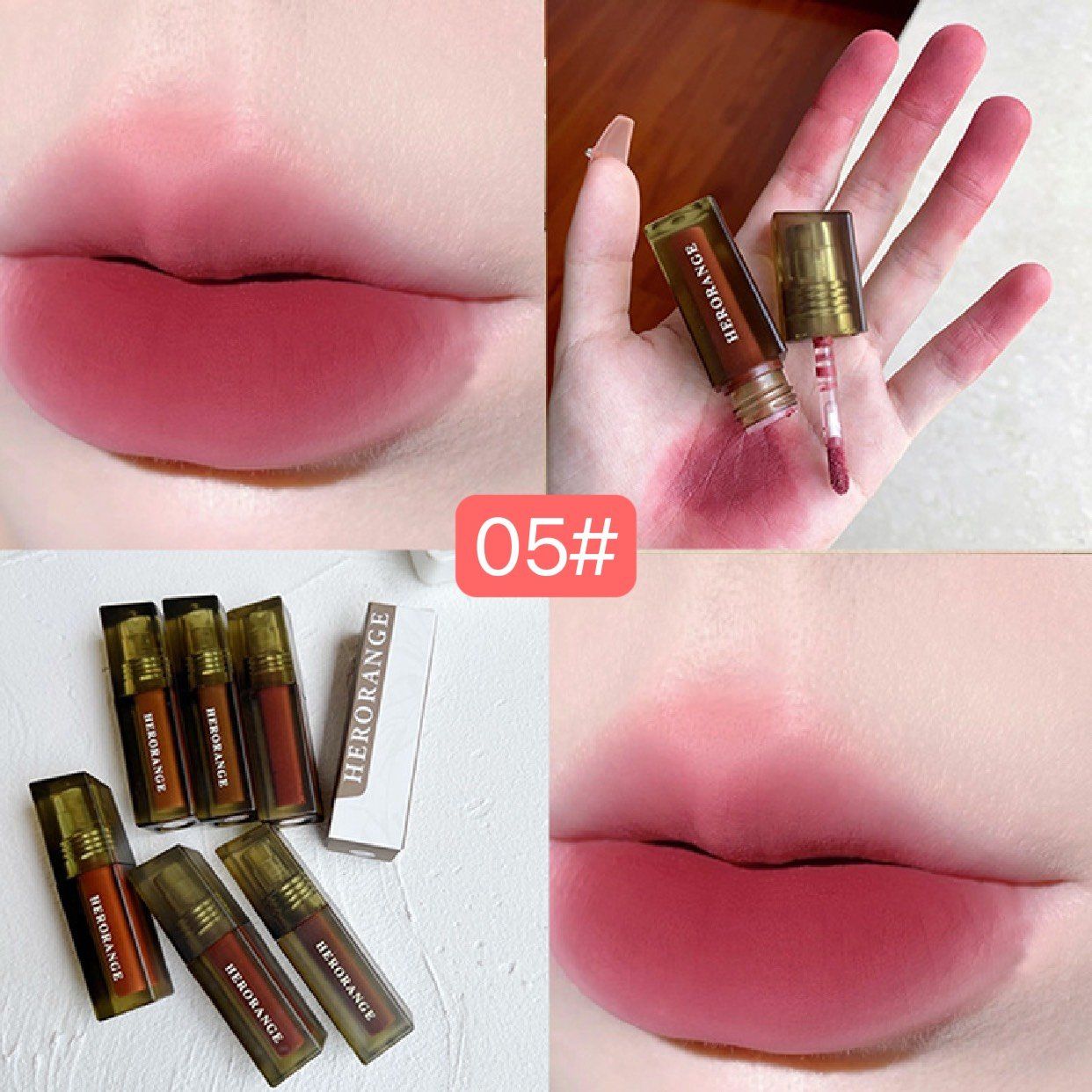  Son Kem Lì Mịn Môi HERORANGE Floating Fog Naked Lip Glaze Nội Địa Trung 