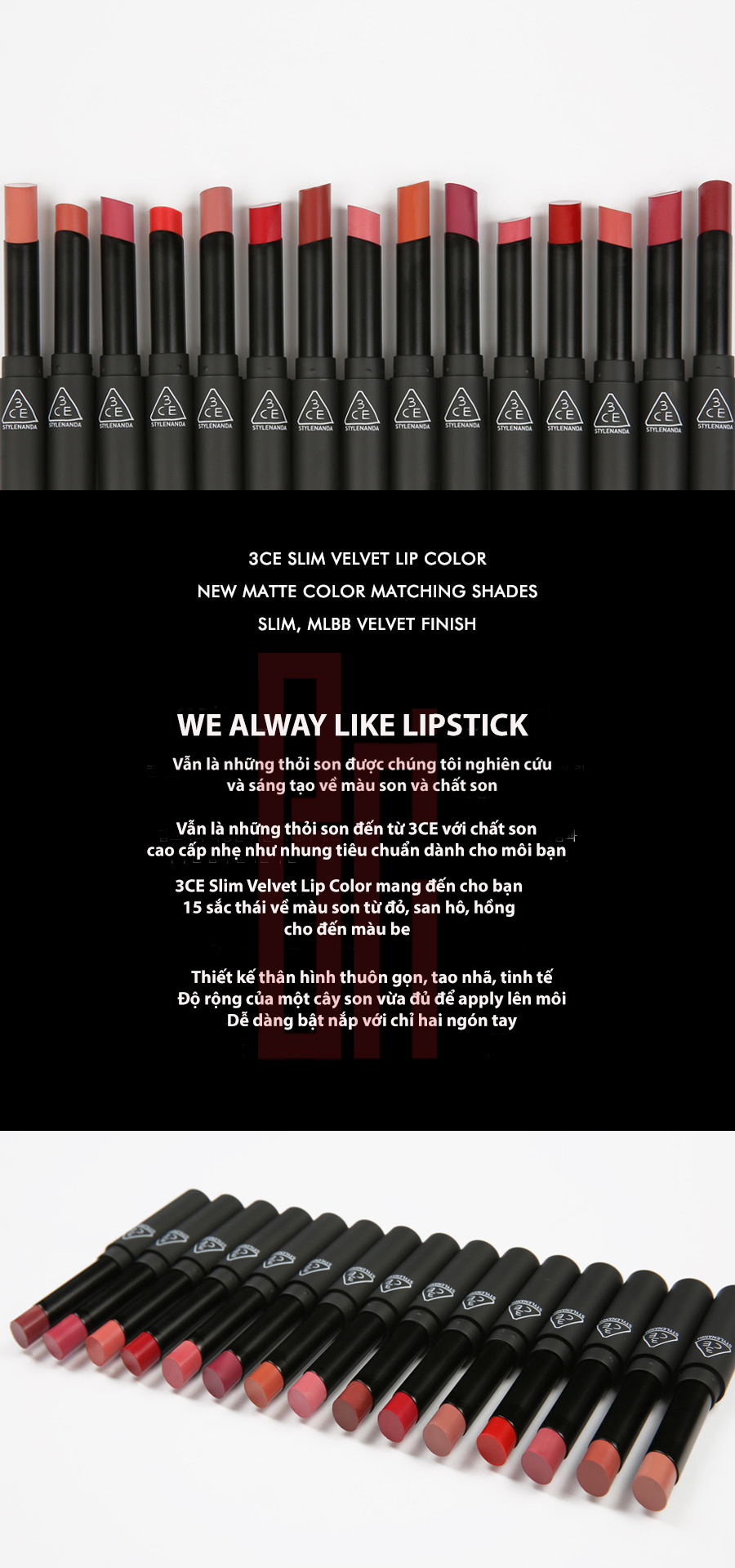 3CE SLIM VELVET LIP COLOR1 Bici Cosmetics