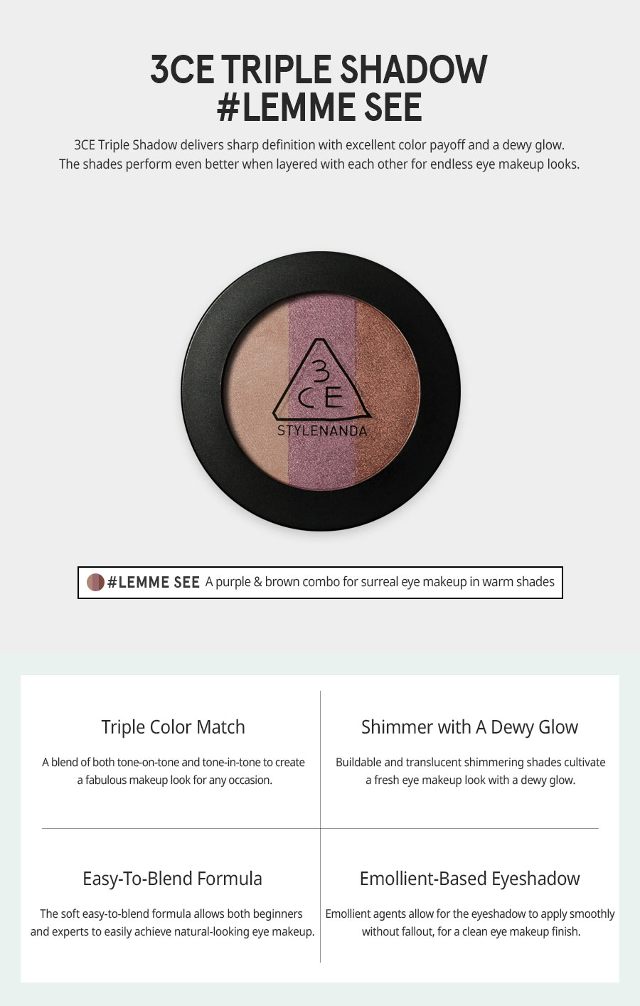 Phấn mắt 3CE Triple Shadow- Lemme See- bici cosmetics