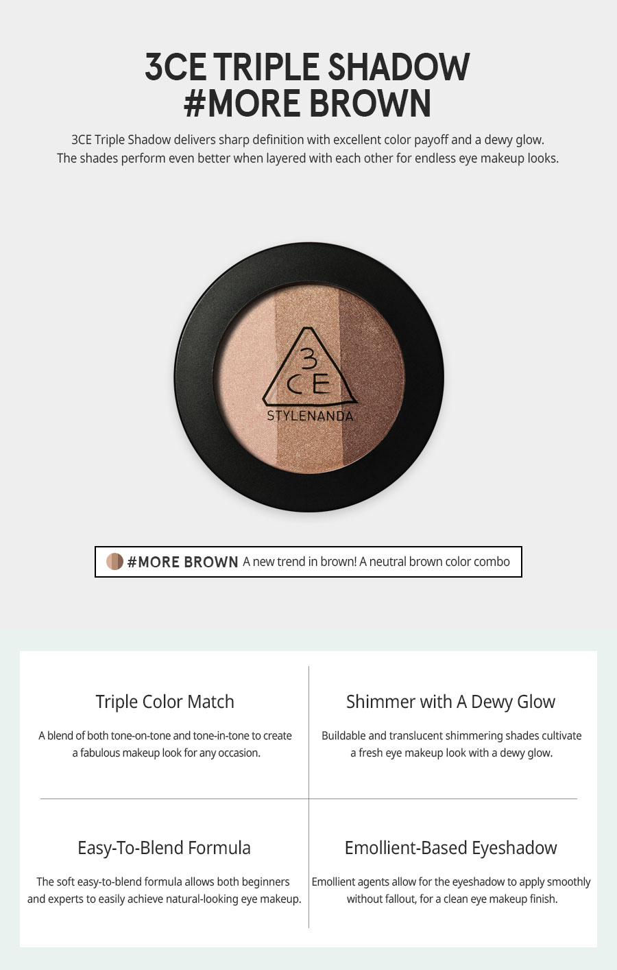 Phấn mắt 3CE Triple Shadow- More Brown- Bici Cosmetics