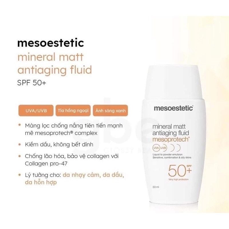 Kem Chống Nắng Cho Da Dầu MESOESTETIC Mineral Matt Antiaging Fluid 50+ – Bicicosmetics