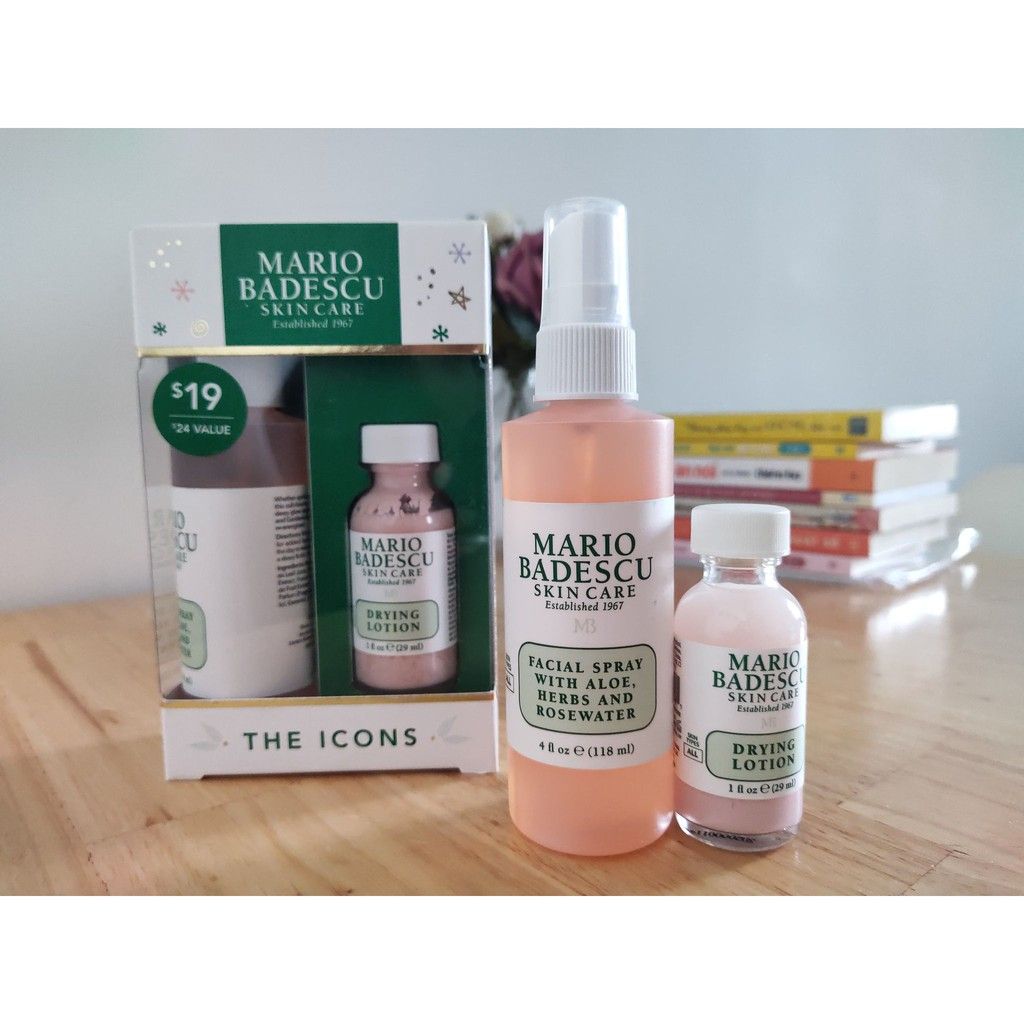  Set Dưỡng Da 2 Món Chấm Mụn + Xịt Khoáng Dành Cho Da Dầu Mụn MARIO BADESCU The Icons Duo Set 