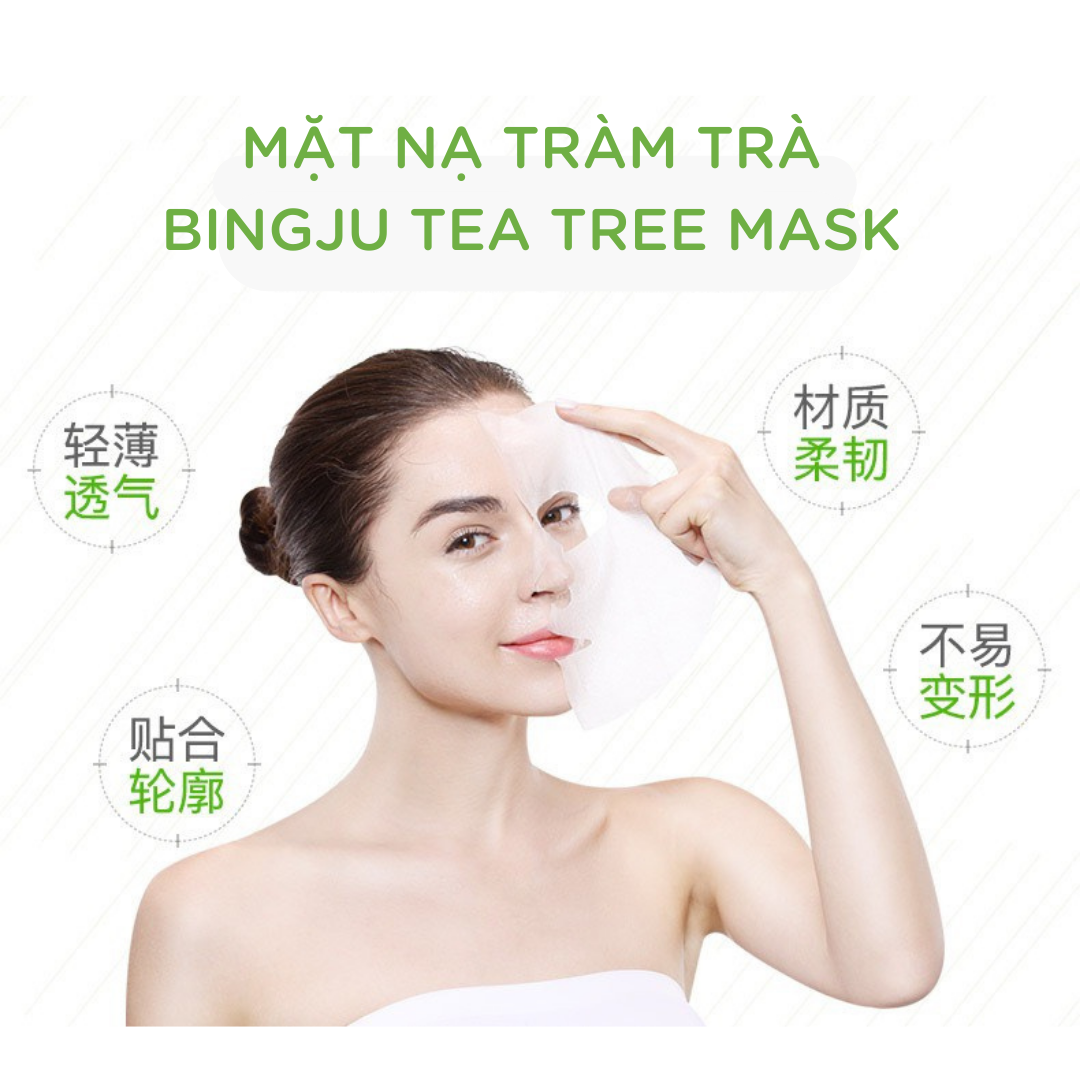  Mặt Nạ Giảm Mụn Tràm Trà BINGJU Tea Tree Removing Acne Mask Nội Địa Trung 