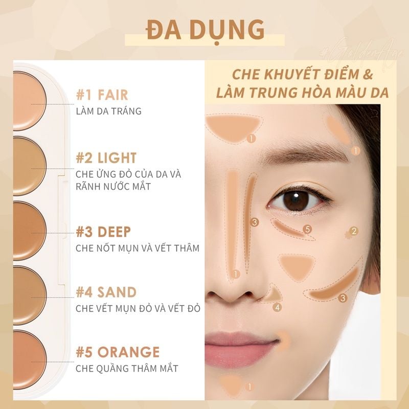  Bảng Che Khuyết Điểm 5 trong 1 FOCALLURE All In One Concealer Palette 01 | FA299 