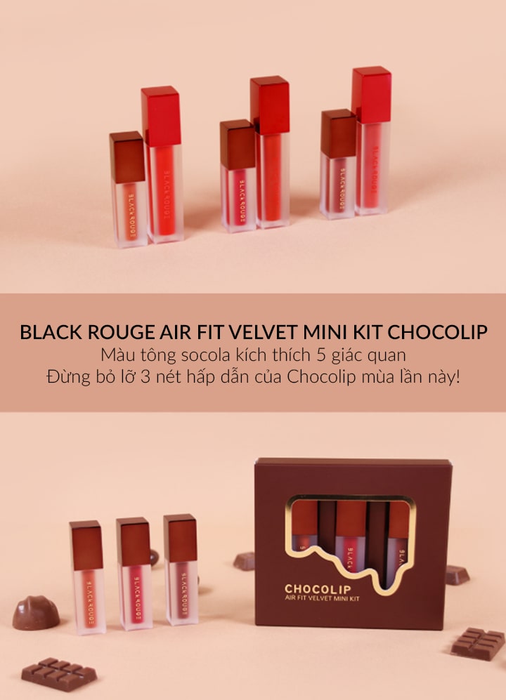Black Rouge Air Fit Velvet Mini Kit Chocolip 14- Bici Cosmetics