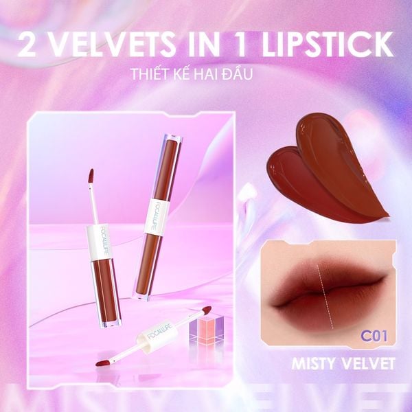  Son Kem Lì Không Trôi 2 Trong 1 FOCALLURE Multi-Color 2-in-1 Lipstick & Lip Gloss | FA327 