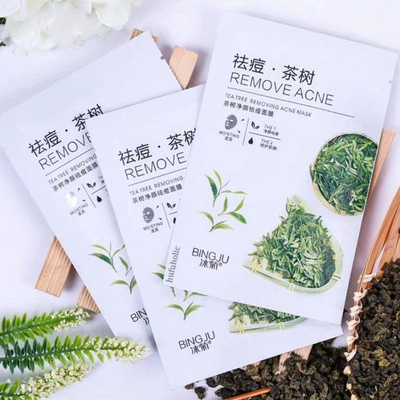  Mặt Nạ Giảm Mụn Tràm Trà BINGJU Tea Tree Removing Acne Mask Nội Địa Trung 