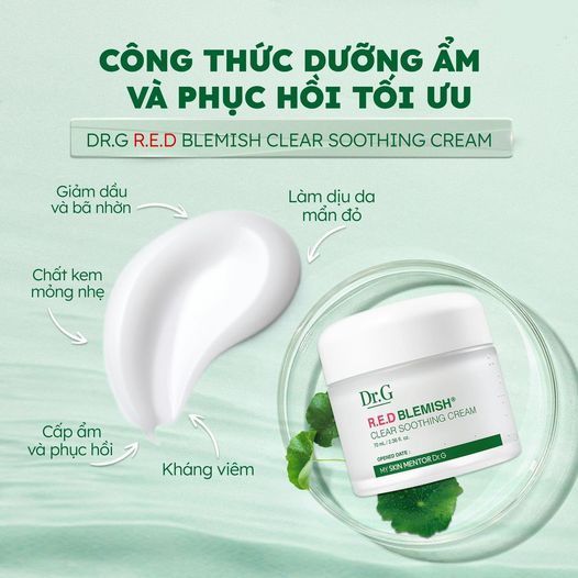  Kem Dưỡng DR.G Dịu Da Giảm Sưng Đỏ Red Blemish Clear Soothing Cream 70ML 