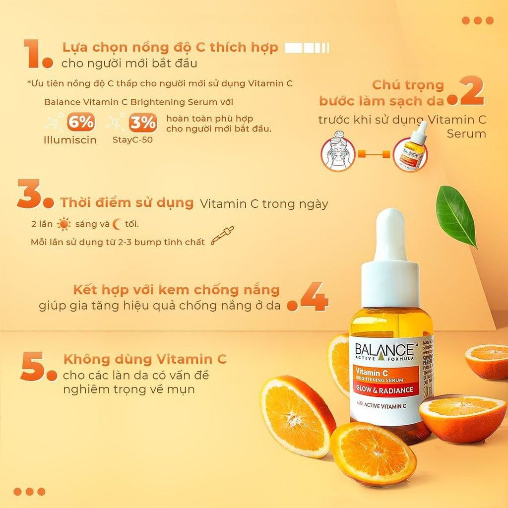  Tinh Chất Dưỡng Trắng Da, Mờ Thâm Nám BALANCE Active Formula Vitamin C Brightening Serum - 30ml 