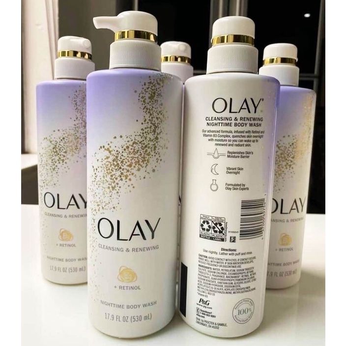  Sữa Tắm Dưỡng Trắng Tái Tạo Da OLAY Cleansing & Renewing B3 + Retinol Night Time Body Wash - 530ml 