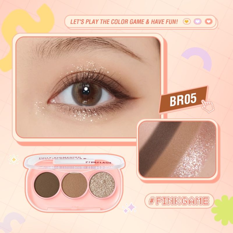  Bảng Phấn Mắt 3 Màu Tiện Lợi Lâu Trôi PINKFLASH 3 Pan Eyeshadow | PF-E23 