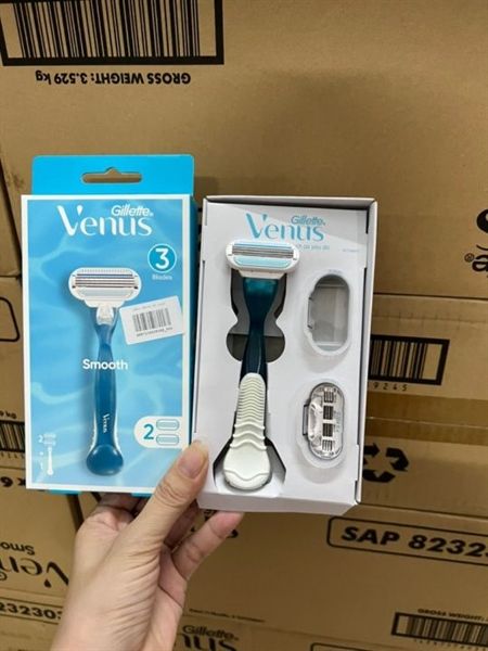  Dao Cạo 3 Lưỡi Chuyên Dụng Cho Nữ Gillette Venus Smooth 2UP (1 Cán + 2 Đầu Thay Thế) 