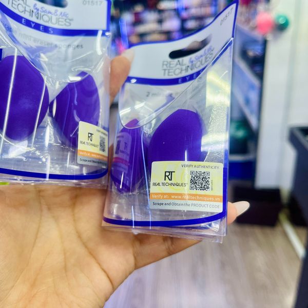  (Chính Hãng) Set 2 Bông Mút Mini Trang Điểm REAL TECHNIQUES Mini Eraser Sponges - TÍM 