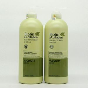  Combo Dầu Gội Xả Kiểm Soát Dầu Nhờn và Dưỡng Ẩm Biotin & Collagen Pure Mint Extract Softening Moisturizing Xanh Lá 1000ml (kèm túi giấy) 